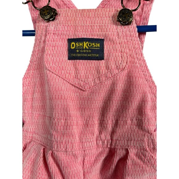 Vintage Osh Kosh B'Gosh Overalls Girls 12 Mos Corduroy Pink Vestbak 80s USA Made - Picture 2 of 6